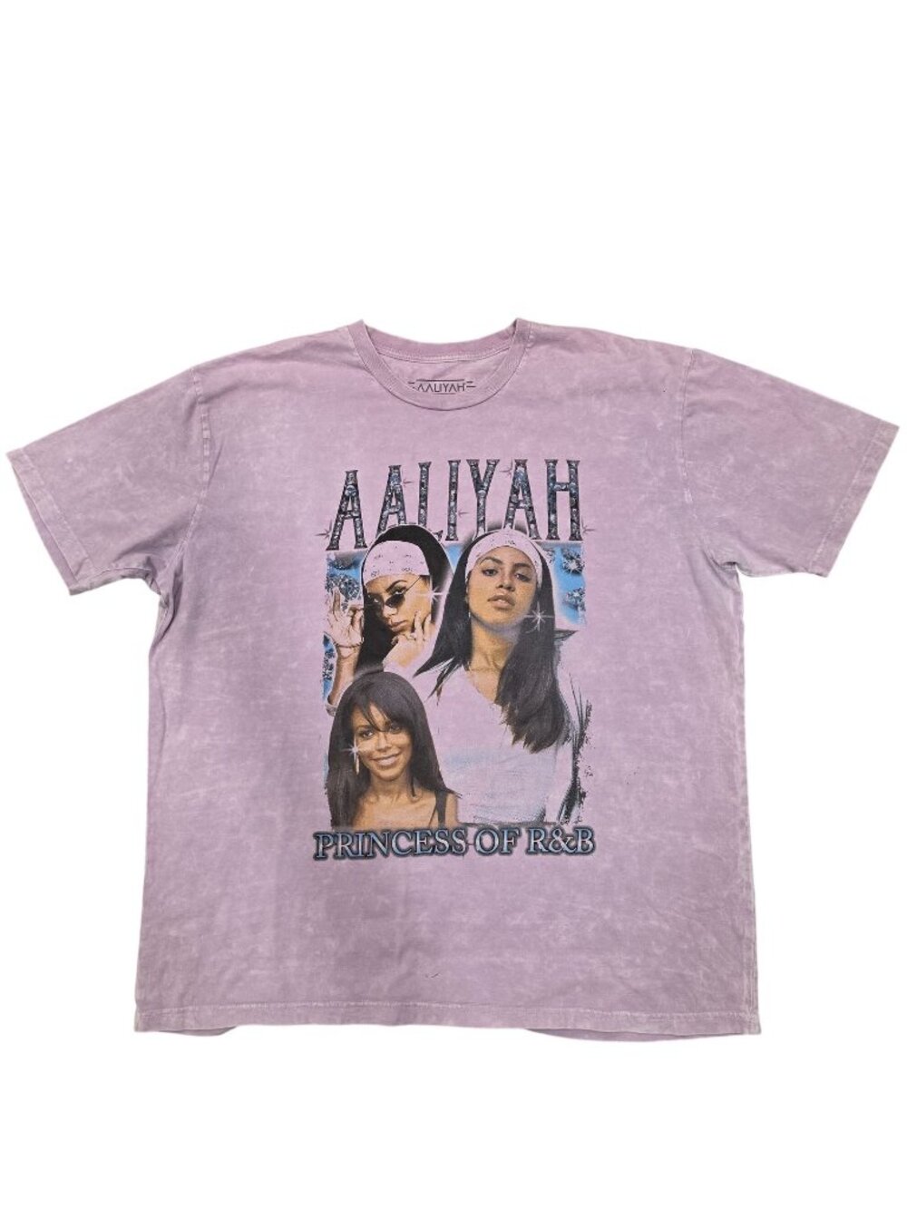Aaliyah Princess Of R&B Graphic T-Shirt Vintage Wash Purple Cotton size 3X mens